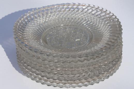 photo of Jersey swirl pattern pressed glass, antique vintage glass salad plates & bread plates #6