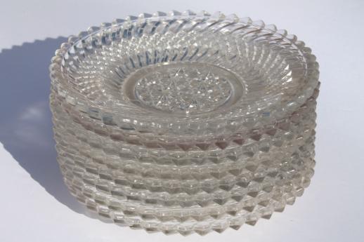 photo of Jersey swirl pattern pressed glass, antique vintage glass salad plates & bread plates #7