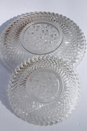 photo of Jersey swirl pattern pressed glass, antique vintage glass salad plates & bread plates #10