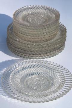 catalog photo of Jersey swirl pattern pressed glass, antique vintage glass salad plates & bread plates