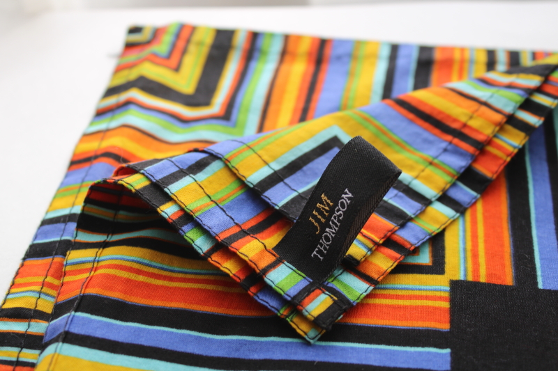 photo of Jim Thompson large cotton scarf, wrap or sarong colorful tropical fish print on black  #4