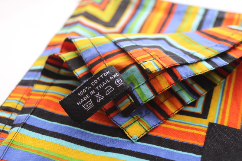 photo of Jim Thompson large cotton scarf, wrap or sarong colorful tropical fish print on black  #5