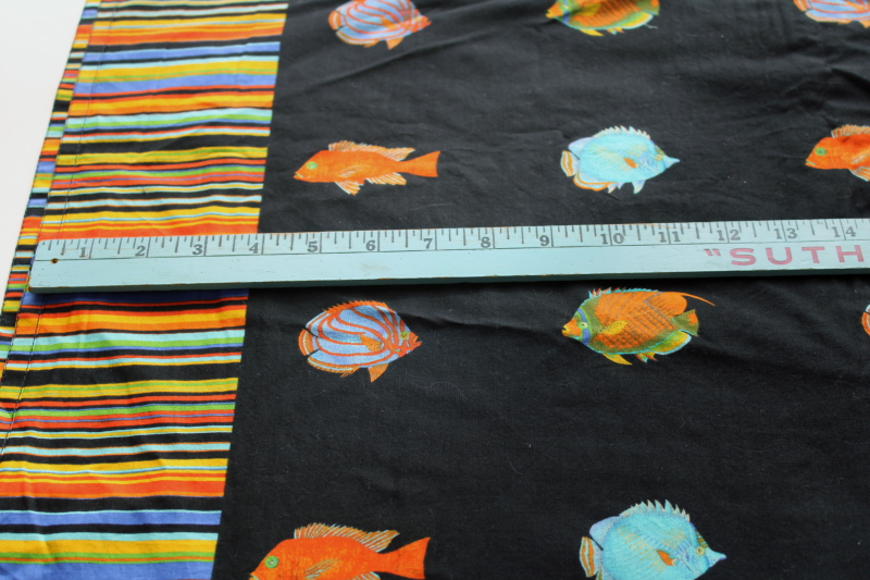 photo of Jim Thompson large cotton scarf, wrap or sarong colorful tropical fish print on black  #7