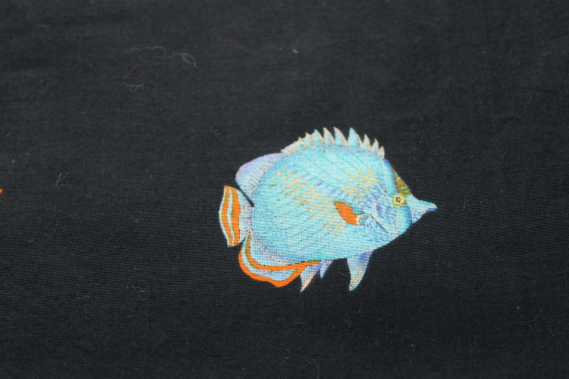 photo of Jim Thompson large cotton scarf, wrap or sarong colorful tropical fish print on black  #8