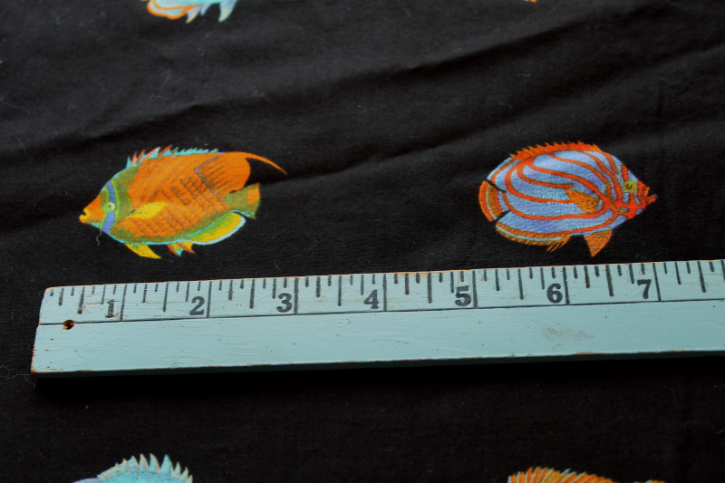 photo of Jim Thompson large cotton scarf, wrap or sarong colorful tropical fish print on black  #9