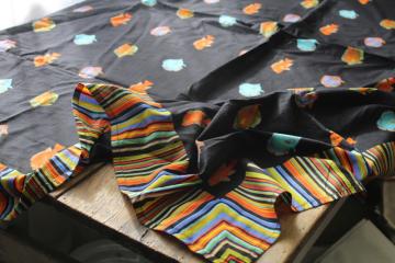 catalog photo of Jim Thompson large cotton scarf, wrap or sarong colorful tropical fish print on black 