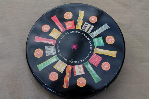 photo of Jingle Bits vintage metal tin with mid-century mod candy starburst print #2