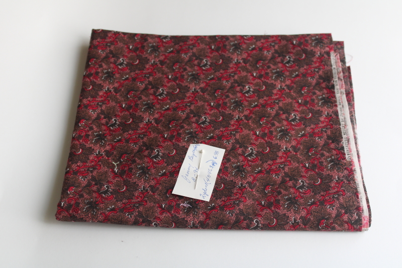 photo of Jinny Beyer Miniature Medley rose brown red floral print vintage quilting cotton fabric  #1