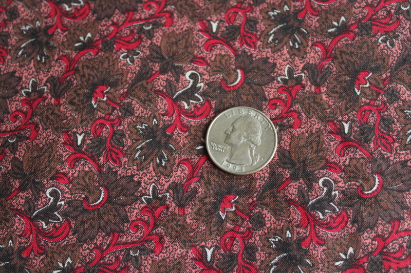 photo of Jinny Beyer Miniature Medley rose brown red floral print vintage quilting cotton fabric  #3