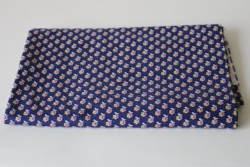 catalog photo of Joan Kessler print Concord polished cotton fabric, tiny flowers yellow red white on navy blue 
