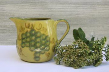 catalog photo of John B Taylor Ceramics vintage grapes hand painted pottery jug, MCM Louisville stoneware 