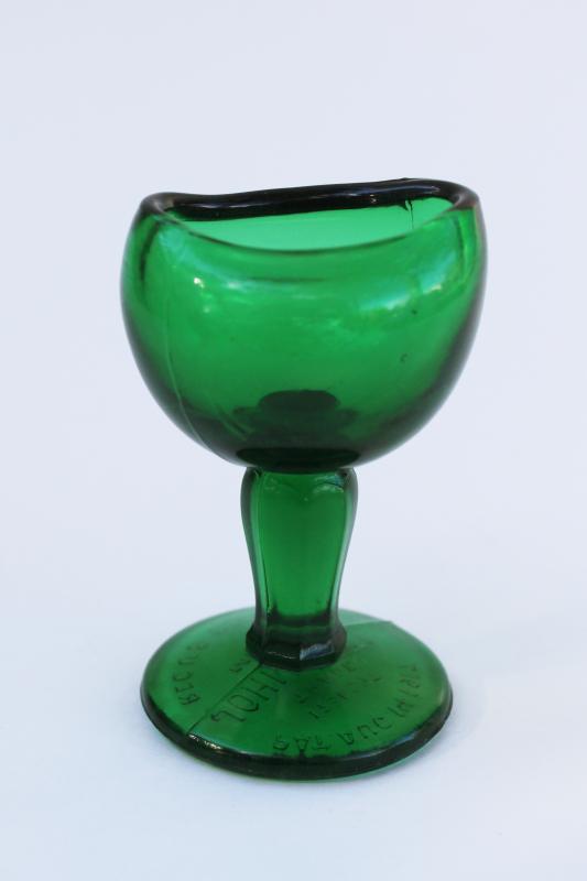 photo of John Bull early 20th century vintage advertising green glass eye wash cup #1