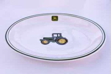 catalog photo of John Deere ceramic dinnerware, large oval platter or tray, vintage Gibson china