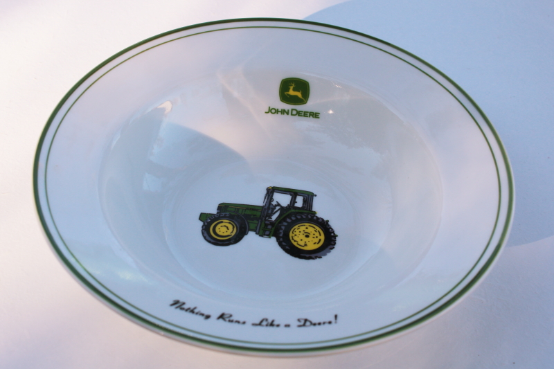 photo of John Deere ceramic dinnerware large round vegetable bowl, vintage Gibson china #1