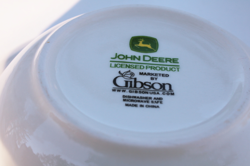 photo of John Deere ceramic dinnerware large round vegetable bowl, vintage Gibson china #4