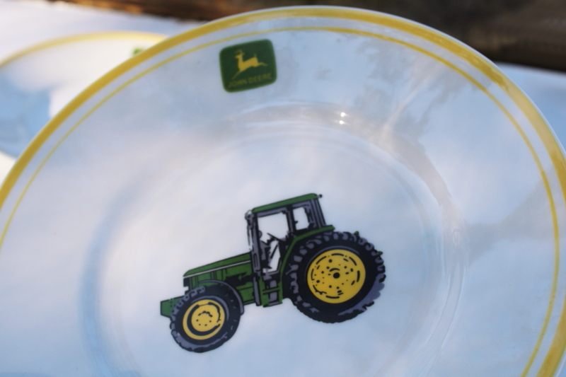 photo of John Deere ceramic dinnerware set of four unused salad plates, vintage Gibson china #2