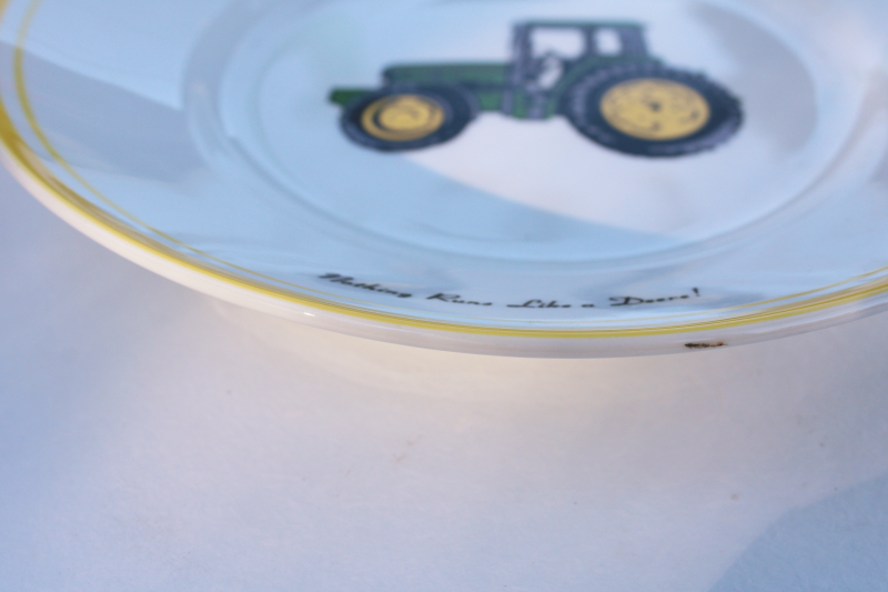 photo of John Deere ceramic dinnerware set of four unused salad plates, vintage Gibson china #3