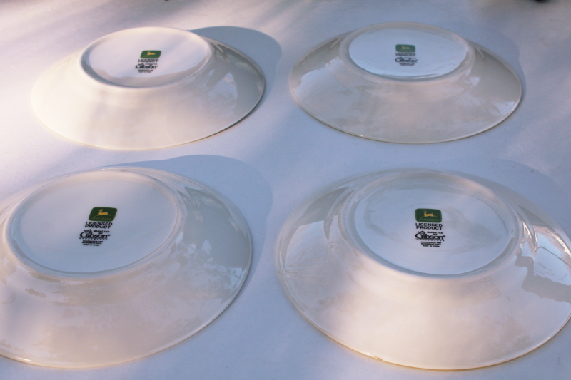 photo of John Deere ceramic dinnerware set of four unused salad plates, vintage Gibson china #4