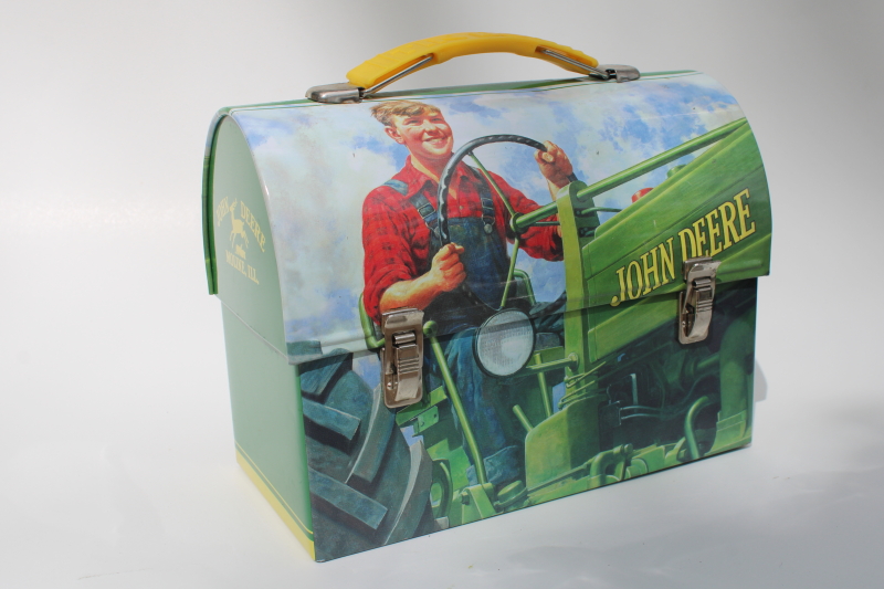 photo of John Deere collectible metal lunch pail, old fashioned lunchbox #1