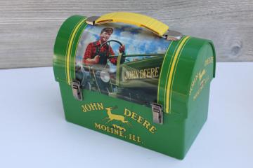 John Deere collectible metal lunch pail, old fashioned lunchbox