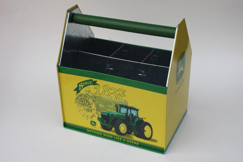 photo of John Deere metal tool box tote storage caddy w/ JD 8330 tractor vintage 2006-2009  #1