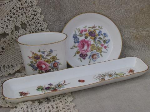 photo of John Jenkins and Royal Worcester England bone china trays, trinket holders #1