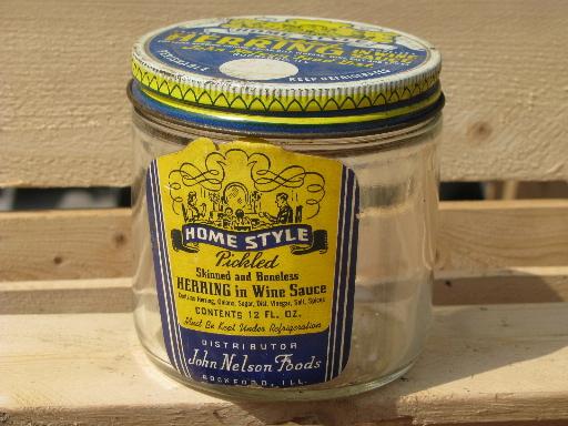 photo of John Nelson - Rockford old advertising lid, vintage glass herring jar #1