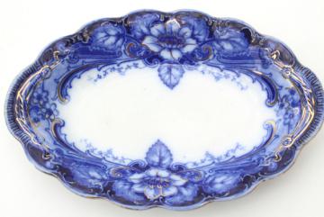 catalog photo of Johnson Bros Argyle flow blue, antique blue & white china platter or mini tray