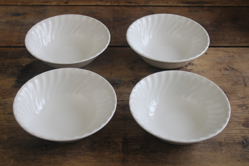 photo of Johnson Bros England Regency white swirl round bowls for soup or cereal, never used vintage  #1