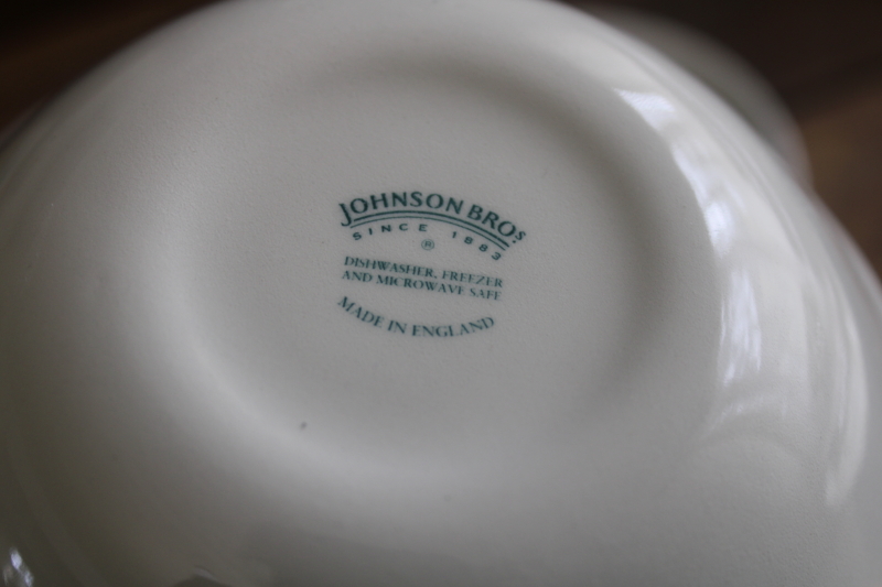 photo of Johnson Bros England Regency white swirl round bowls for soup or cereal, never used vintage  #3