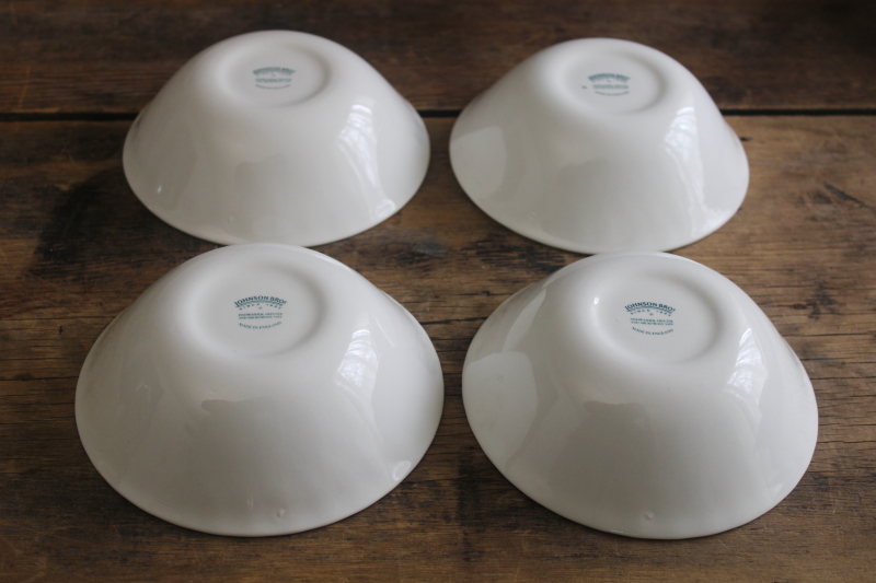 photo of Johnson Bros England Regency white swirl round bowls for soup or cereal, never used vintage  #4