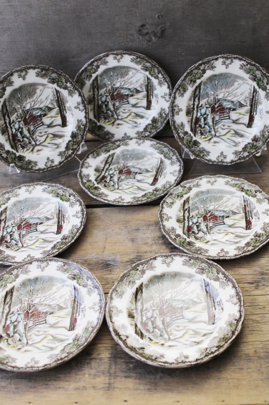 photo of Johnson Bros Friendly Village china set of Sugar Maples small plates vintage England  #1