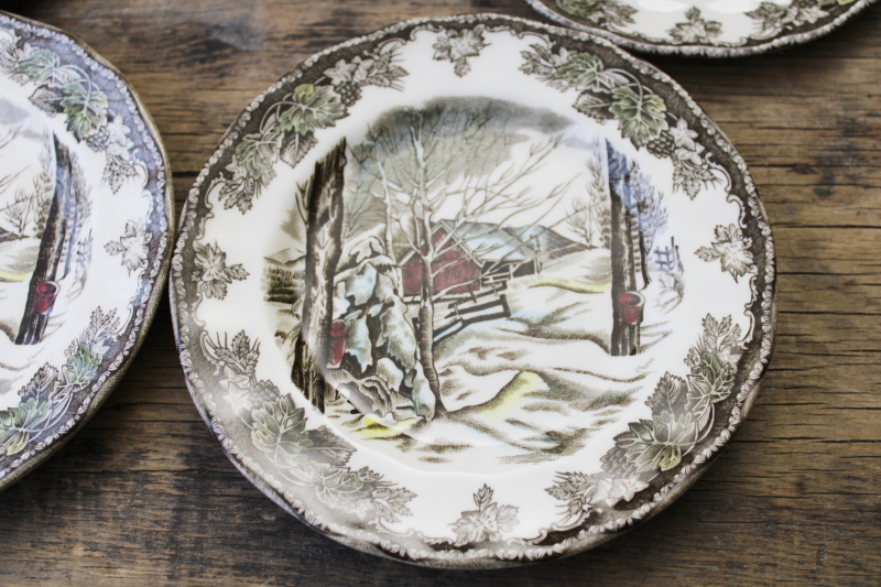 photo of Johnson Bros Friendly Village china set of Sugar Maples small plates vintage England  #2