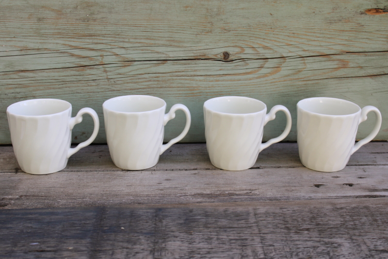 photo of Johnson Bros Regency white ironstone china swirl pattern coffee or tea mugs made in England  #1