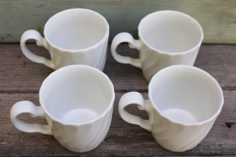 photo of Johnson Bros Regency white ironstone china swirl pattern coffee or tea mugs made in England #2