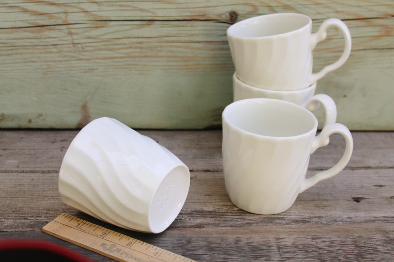 photo of Johnson Bros Regency white ironstone china swirl pattern coffee or tea mugs made in England #5