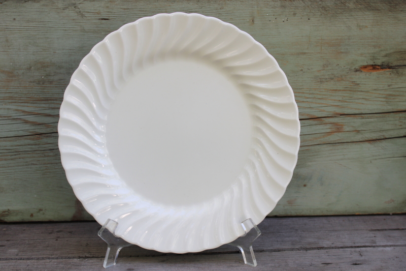 photo of Johnson Bros Regency white ironstone dinner plate 10 1/2 diameter green backstamp 1883 made in England  #1