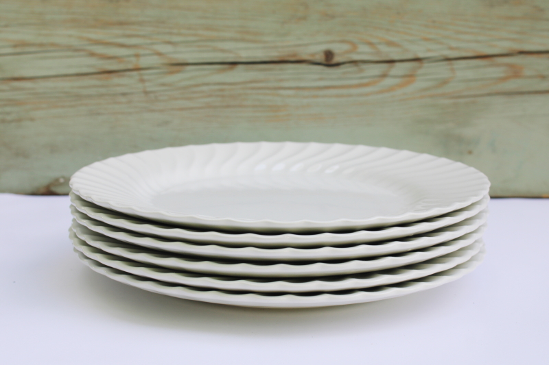 photo of Johnson Bros Regency white ironstone dinner plates set of 6 green backstamp 1883 made in England  #1