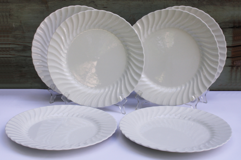 photo of Johnson Bros Regency white ironstone dinner plates set of 6 green backstamp 1883 made in England  #2