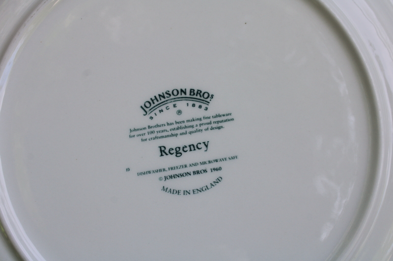 photo of Johnson Bros Regency white ironstone dinner plates set of 6 green backstamp 1883 made in England  #3