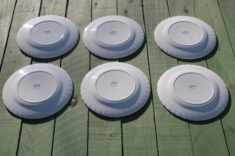 photo of Johnson Bros Regency white ironstone salad plates set of 6 green backstamp 1883 made in England  #3