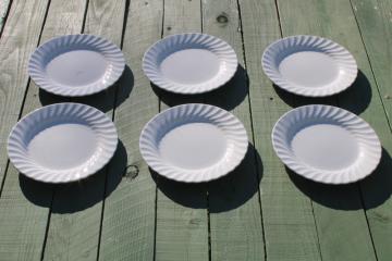catalog photo of Johnson Bros Regency white ironstone salad plates set of 6 green backstamp 1883 made in England 