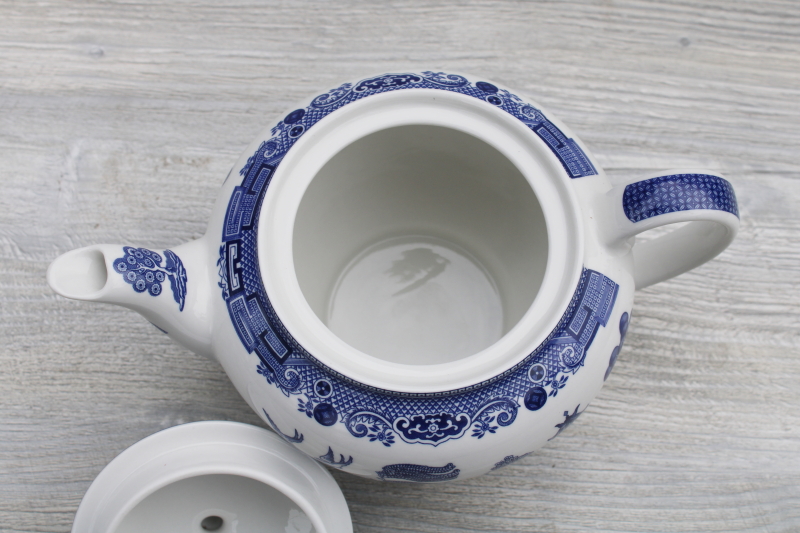 photo of Johnson Bros blue willow pattern china teapot, 1990s vintage, newer Johnson Brothers #3