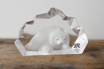 Jonasson - Sweden lead crystal baby harp seal endangered animals arctic wildlife