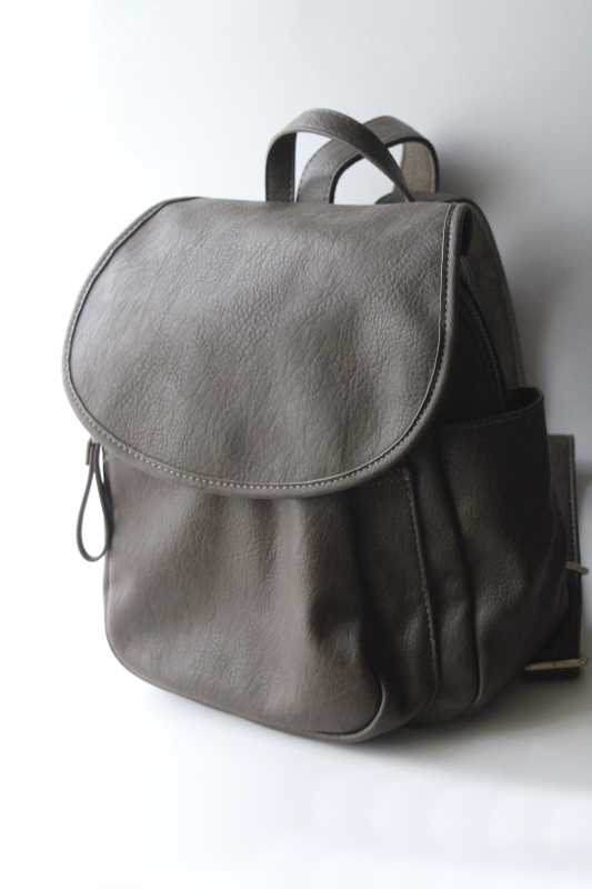 photo of Joy Susan vegan leather backpack purse travel bag w/ adjustable straps, taupe gray color  #1