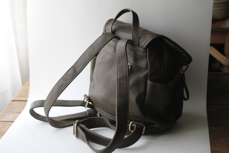 photo of Joy Susan vegan leather backpack purse travel bag w/ adjustable straps, taupe gray color  #3