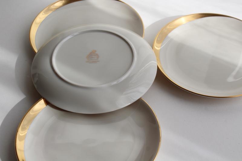 photo of Jubilee Pickard china vintage bread & butter plates, asymmetrical gold arc on ivory cream #2