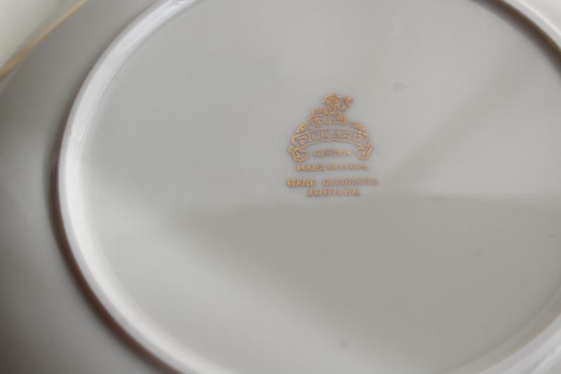 photo of Jubilee Pickard china vintage bread & butter plates, asymmetrical gold arc on ivory cream #3