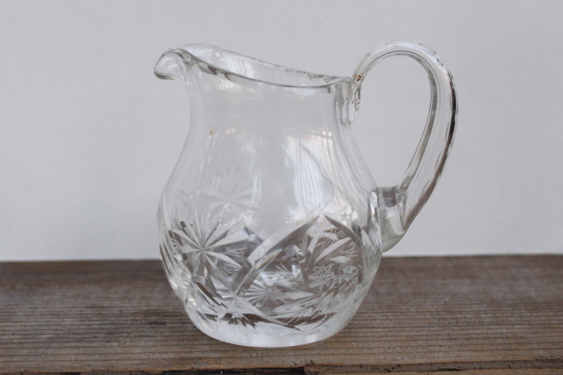 photo of Juliette American cut crystal creamer, small cream pitcher 1970s vintage  #1