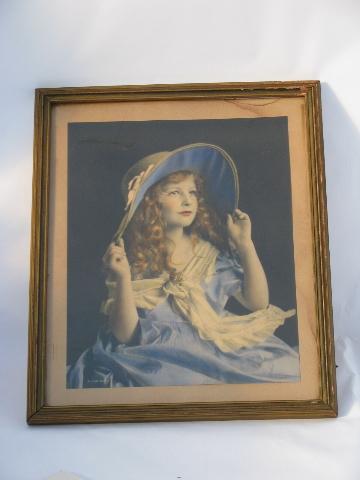 photo of Just Like Mother, 1940s vintage photo print, little girl in dress-up picture hat #1